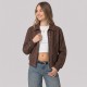 Studded Suede Bomber Jacket Dark Brown Studded Suede Bomber Jacket Dark Brown