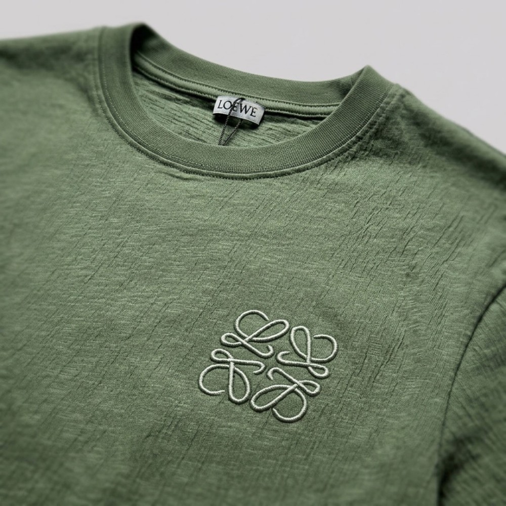 Anagram Embroidered Cotton Jersey T-Shirt in Sage Green