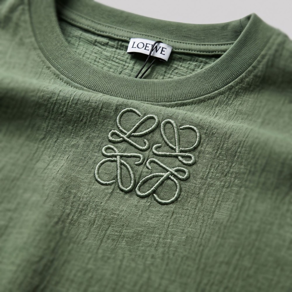 Anagram Embroidered Cotton Jersey T-Shirt in Sage Green