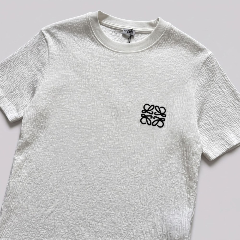 Anagram Embroidered Cotton Jersey T-Shirt in White