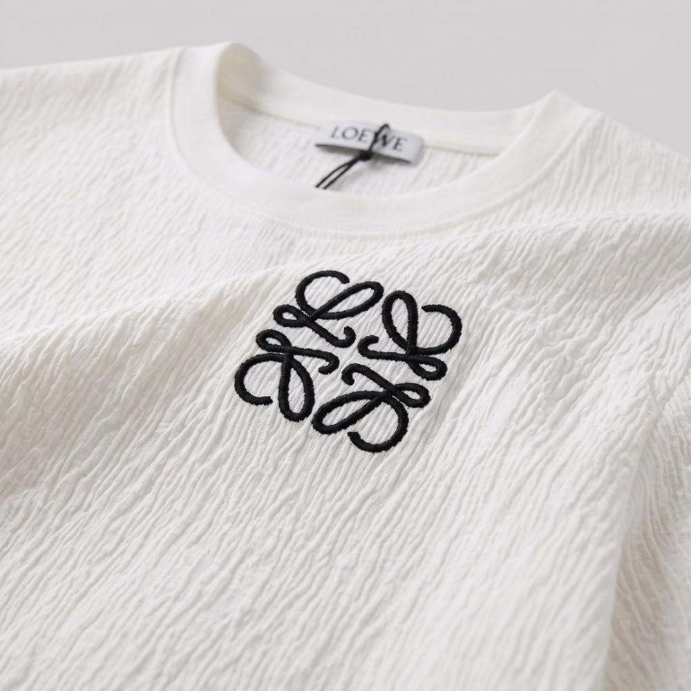 Anagram Embroidered Cotton Jersey T-Shirt in White