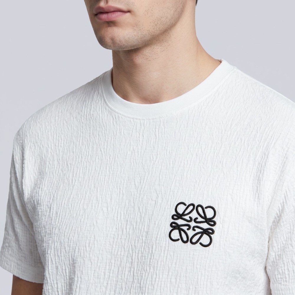 Anagram Embroidered Cotton Jersey T-Shirt in White