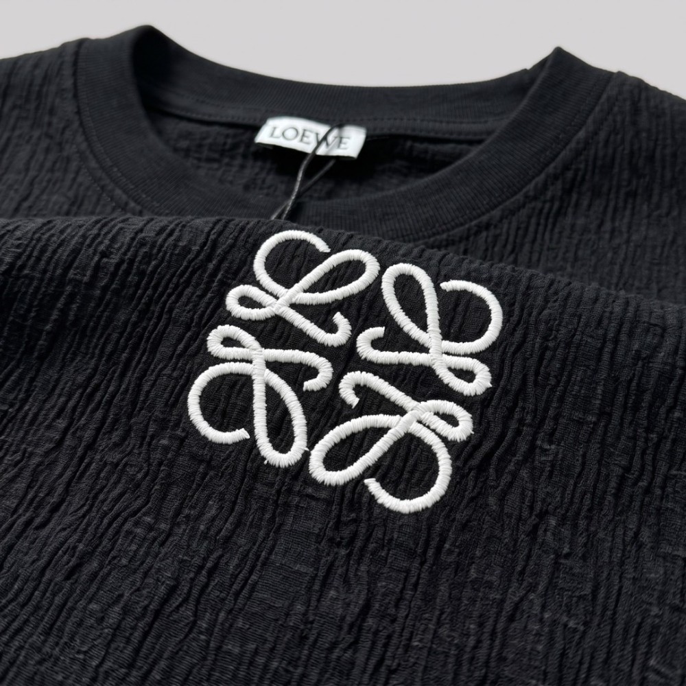 Anagram Embroidered Tan Cotton T-Shirt in Black Anagram Embroidered Tan Cotton T-Shirt in Black