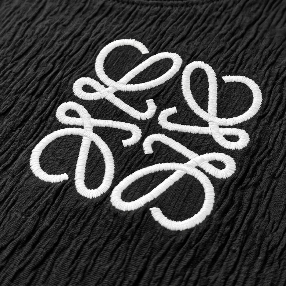 Anagram Embroidered Tan Cotton T-Shirt in Black Anagram Embroidered Tan Cotton T-Shirt in Black