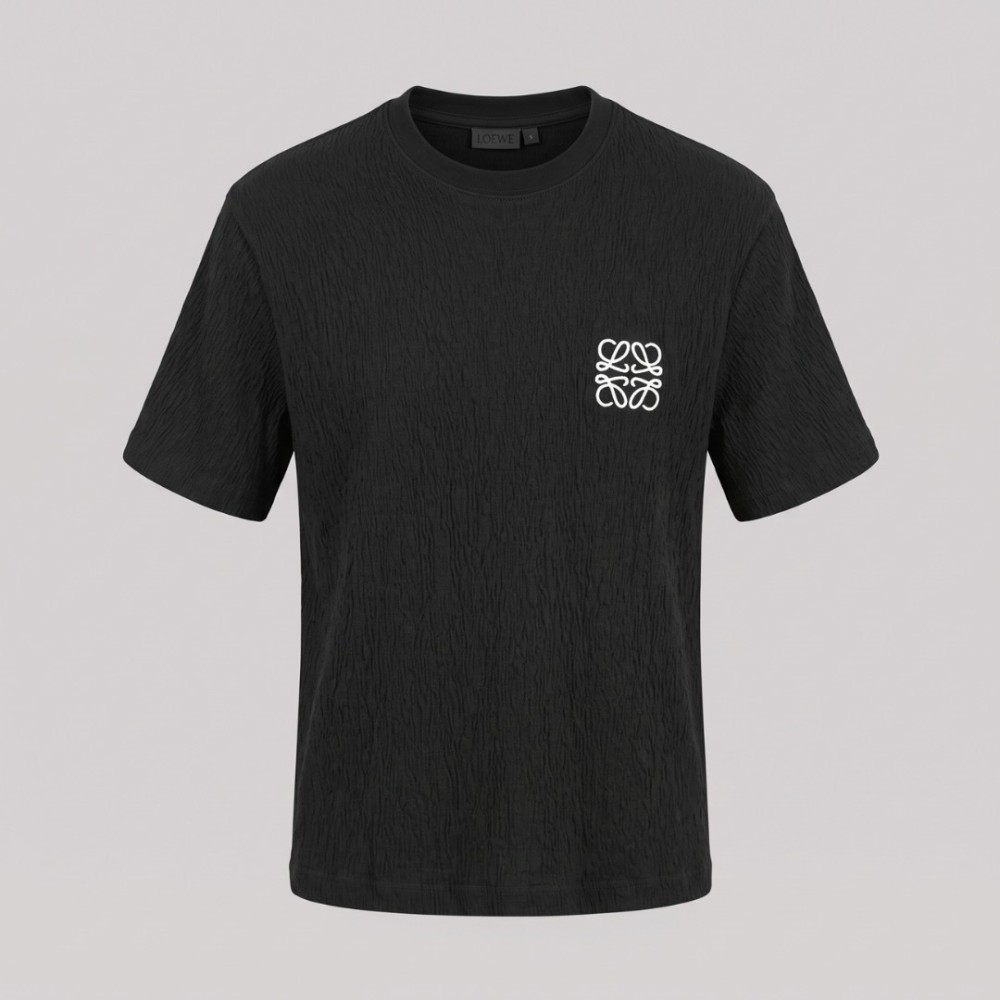Anagram Embroidered Tan Cotton T-Shirt in Black Anagram Embroidered Tan Cotton T-Shirt in Black