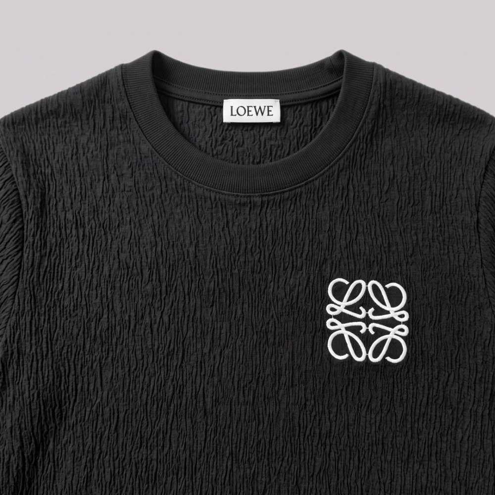 Anagram Embroidered Tan Cotton T-Shirt in Black Anagram Embroidered Tan Cotton T-Shirt in Black