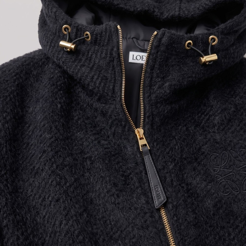 Anagram Soft Textured Hooded Zip Jacket Black Anagram Soft Textured Hooded Zip Jacket Black