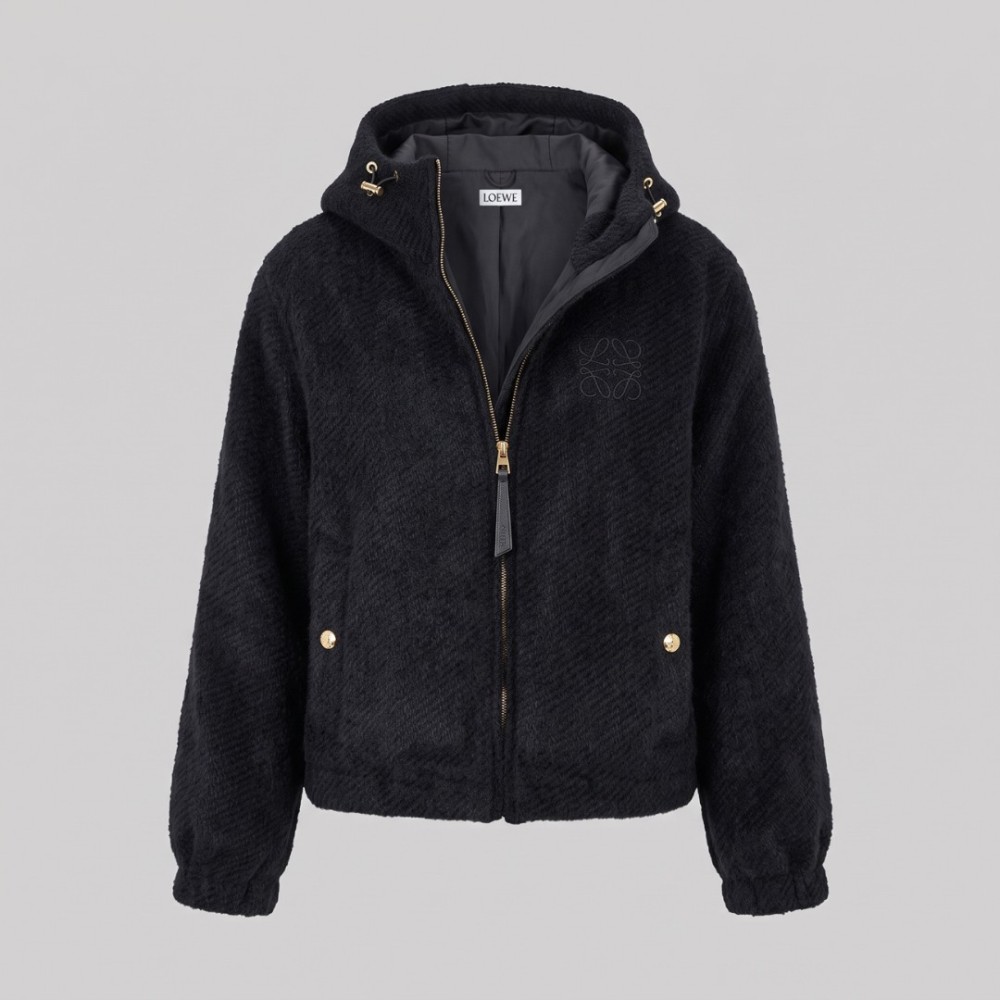 Anagram Soft Textured Hooded Zip Jacket Black Anagram Soft Textured Hooded Zip Jacket Black