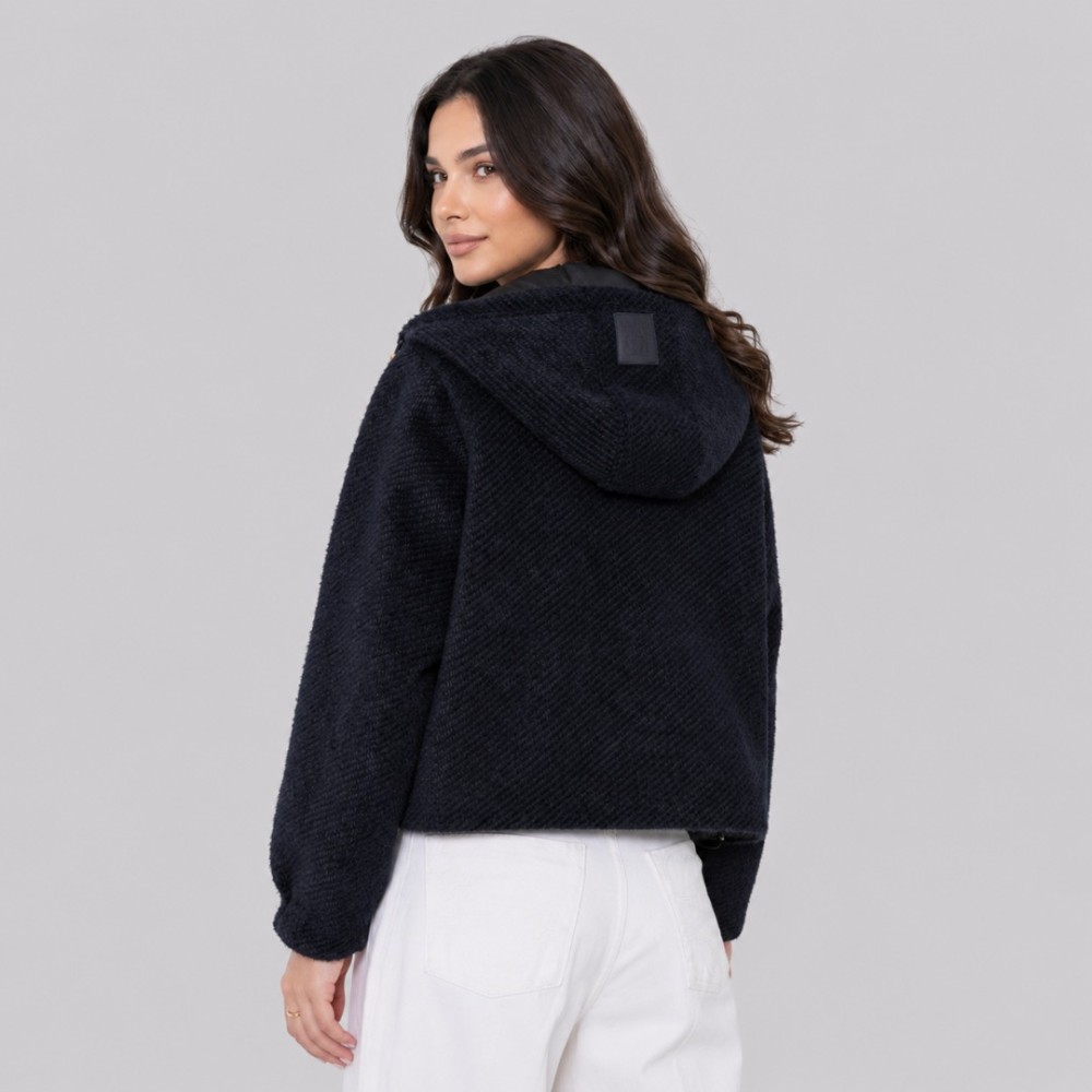 Anagram Soft Textured Hooded Zip Jacket Black Anagram Soft Textured Hooded Zip Jacket Black