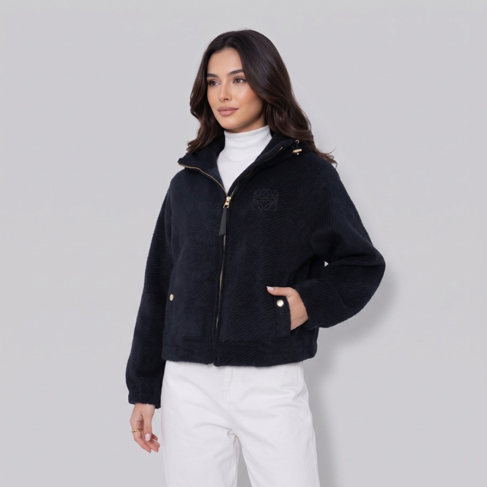 Anagram Soft Textured Hooded Zip Jacket Black Anagram Soft Textured Hooded Zip Jacket Black