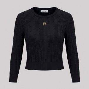 Black Gold Anagram Rib-Knit Sweater