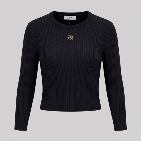 Black Gold Anagram Rib-Knit Sweater