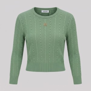 Sage Anagram Cable-Knit Sweater
