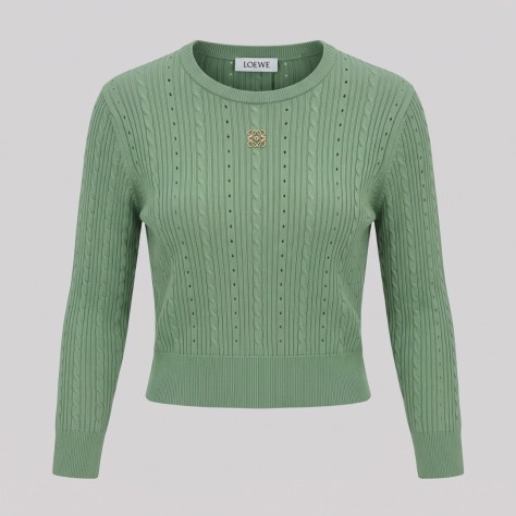 Sage Anagram Cable-Knit Sweater