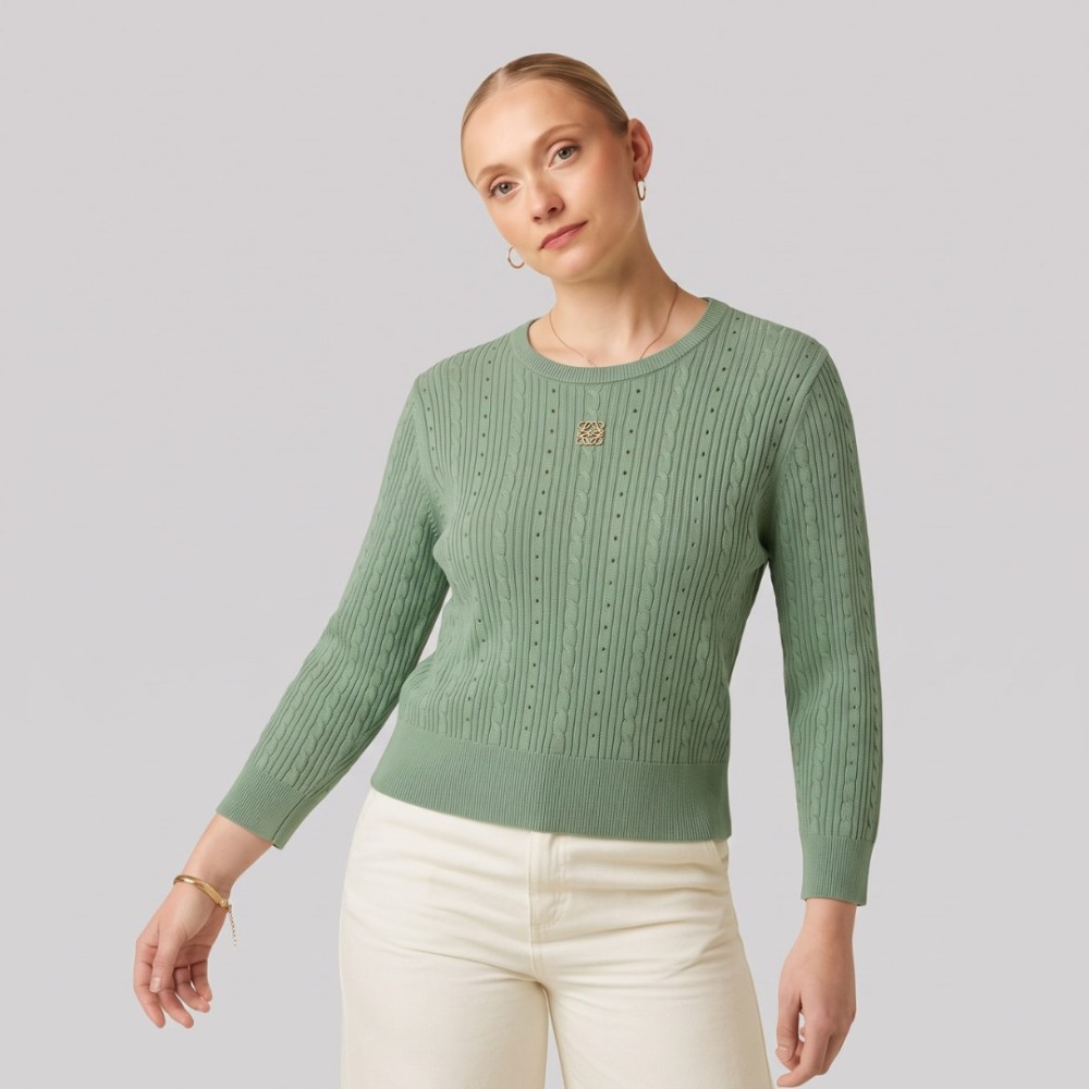 Sage Anagram Cable-Knit Sweater Sage Anagram Cable-Knit Sweater