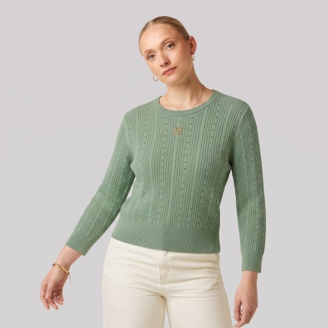 Sage Anagram Cable-Knit Sweater Sage Anagram Cable-Knit Sweater