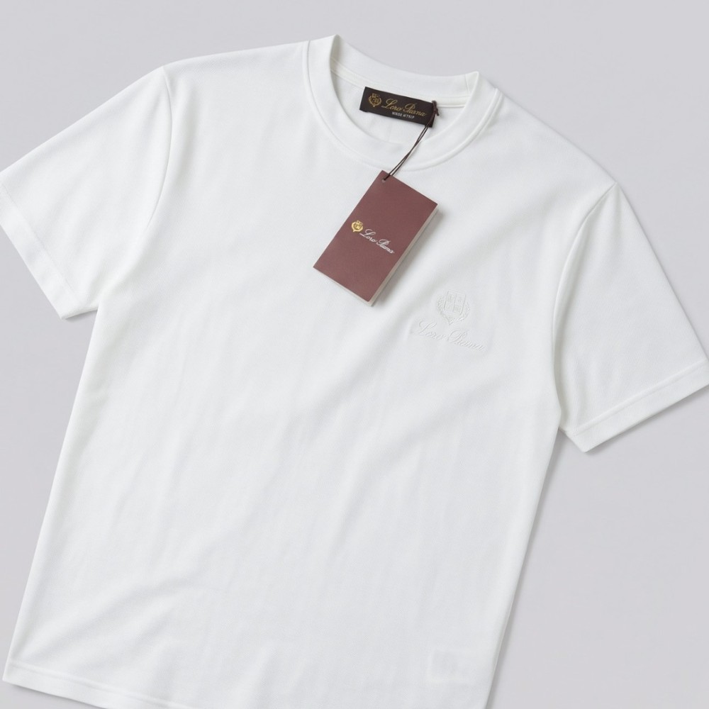 Tonal Logo Embroidered Cotton T-Shirt in White Tonal Logo Embroidered Cotton T-Shirt in White