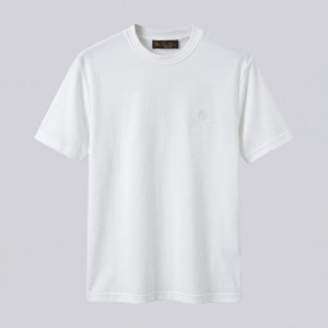  Tonal Logo Embroidered Cotton T-Shirt in White