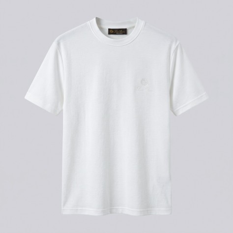  Tonal Logo Embroidered Cotton T-Shirt in White