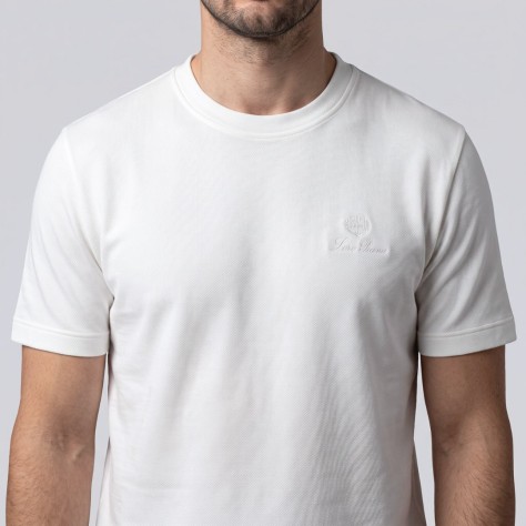  Tonal Logo Embroidered Cotton T-Shirt in White