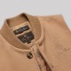 Ribbed Collar Button-Front Vest in Beige