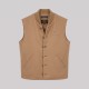 Ribbed Collar Button-Front Vest in Beige
