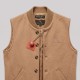 Ribbed Collar Button-Front Vest in Beige