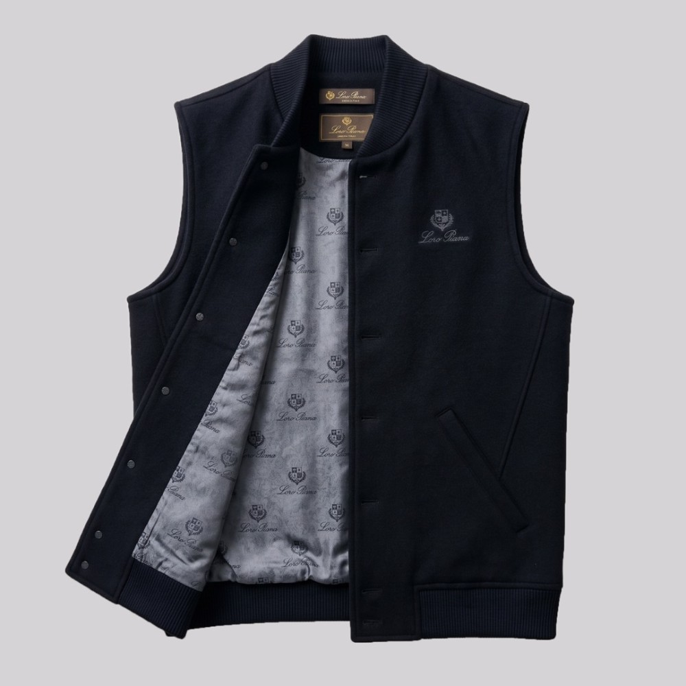 Logo-Lined Button-Up Vest in Black