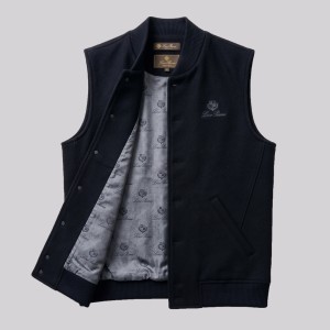 Logo-Lined Button-Up Vest in Black