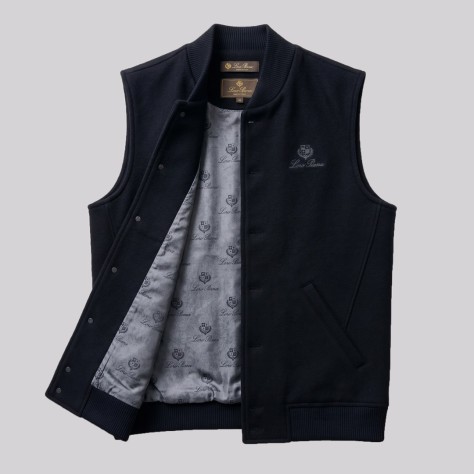 Logo-Lined Button-Up Vest in Black