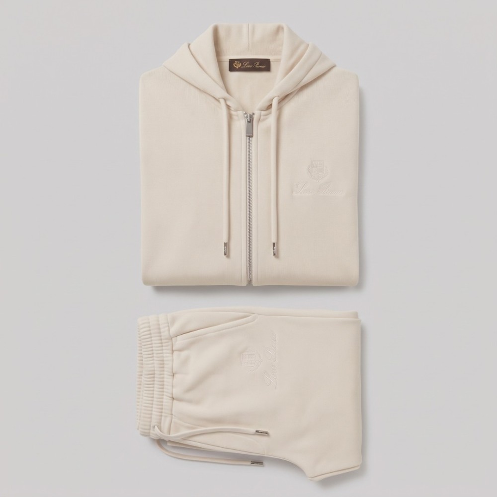 Zip-Up Hoodie & Track Pants Set Cream Zip-Up Hoodie & Track Pants Set Cream