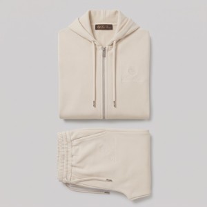 Zip-Up Hoodie & Track Pants Set Cream