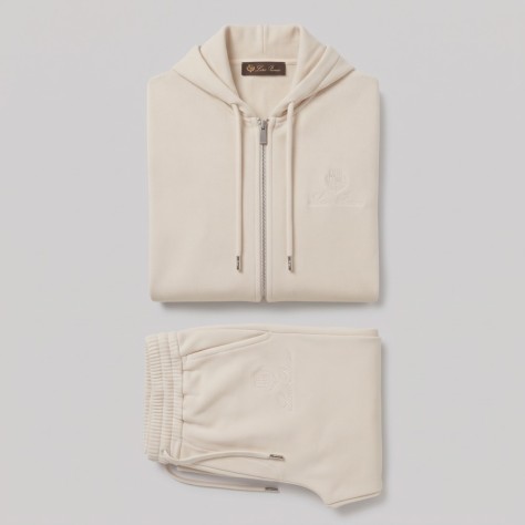 Zip-Up Hoodie & Track Pants Set Cream