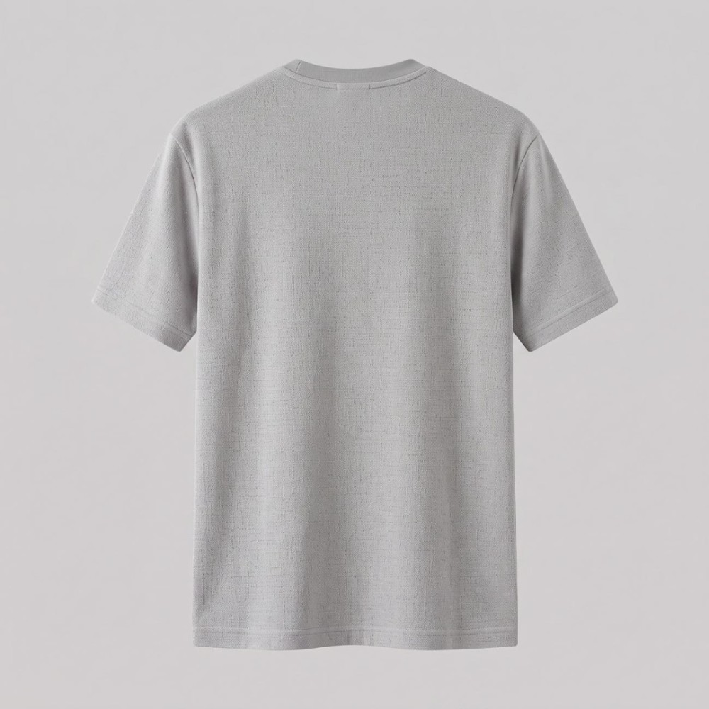 Grey Textured Short Sleeve T-Shirt