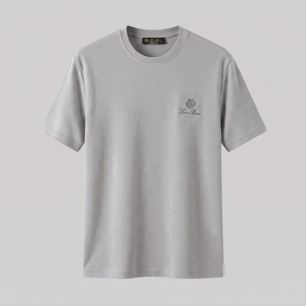 Grey Textured Short Sleeve T-Shirt