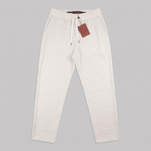 Refined Elegance Drawstring Trousers Ivory White Men's Pants