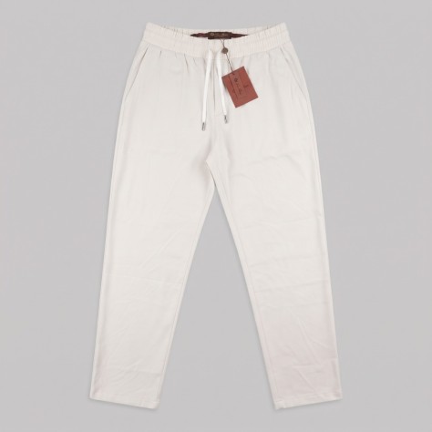 Refined Elegance Drawstring Trousers Ivory White Men's Pants