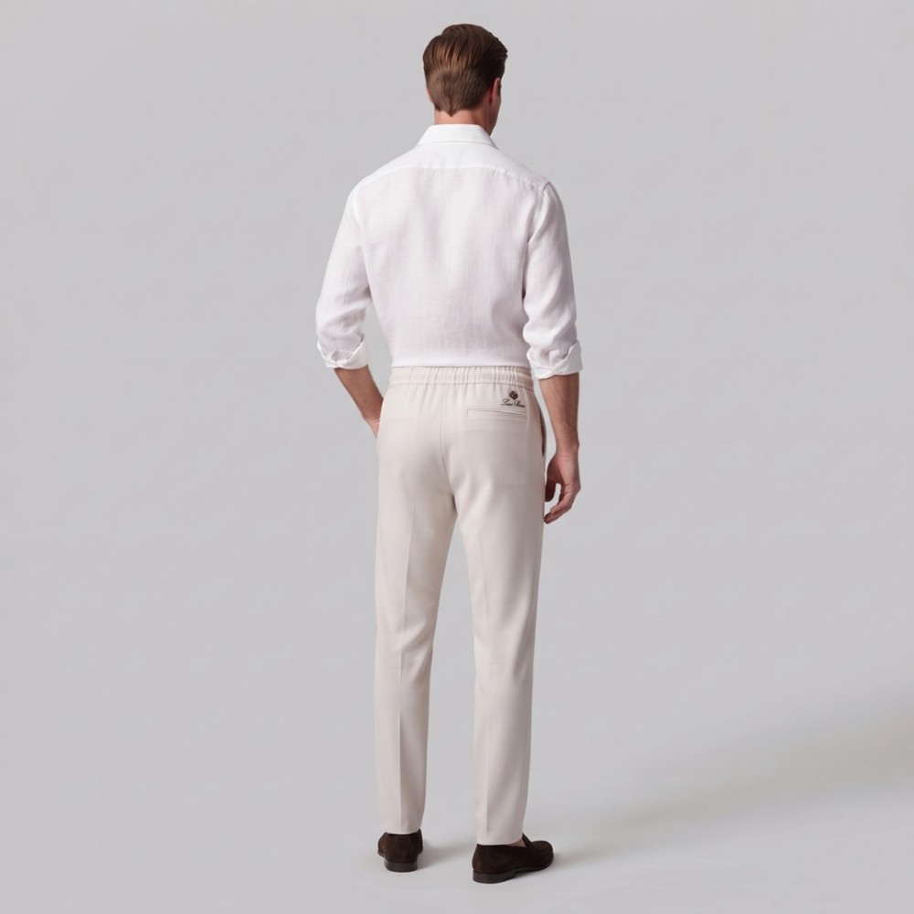 Refined Elegance Drawstring Trousers Ivory White Men's Pants Refined Elegance Drawstring Trousers Ivory White Men's Pants