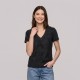 Women V-Neck Texturized T-Shirt in Black