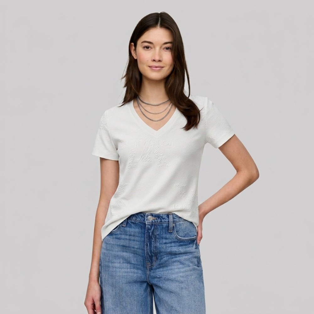 Women V-Neck Texturized T-Shirt 