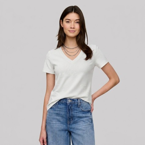 Women V-Neck Texturized T-Shirt 