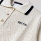 Pointelle Contrast Collar Polo Top Pointelle Contrast Collar Polo Top