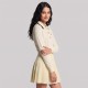 Pointelle Contrast Collar Polo Top Pointelle Contrast Collar Polo Top