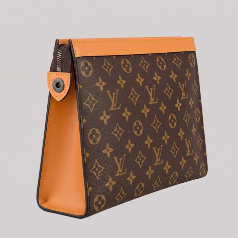 Monogram Shadow Embossed Leather Pochette Grey