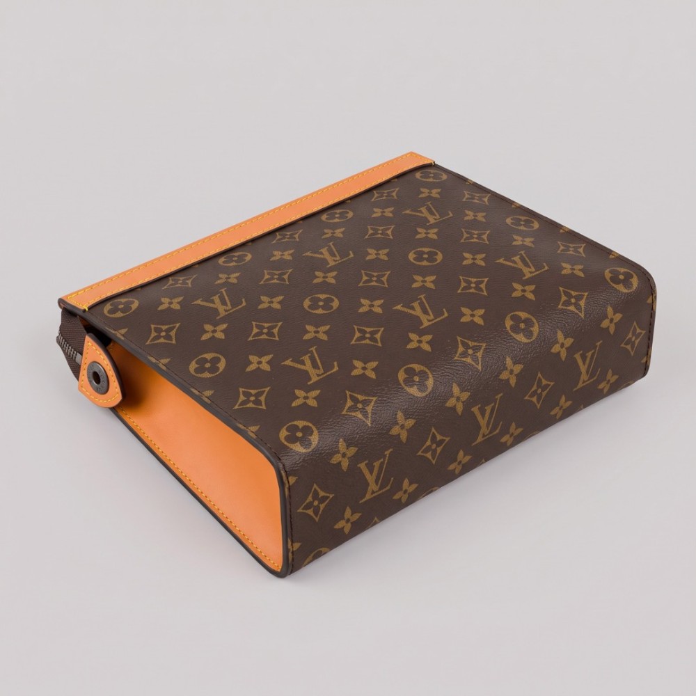 Monogram Shadow Embossed Leather Pochette Grey Monogram Shadow Embossed Leather Pochette Grey