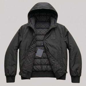 Monogram Reversible Quilted Jacket Black Designer Hooded Jacket
