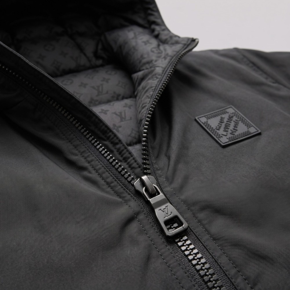 Monogram Reversible Quilted Jacket Black Designer Hooded Jacket Monogram Reversible Quilted Jacket Black Designer Hooded Jacket