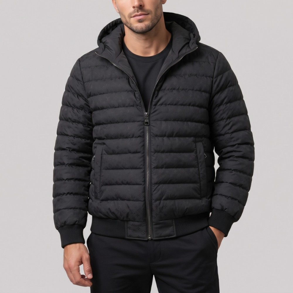 Monogram Reversible Quilted Jacket Black Designer Hooded Jacket Monogram Reversible Quilted Jacket Black Designer Hooded Jacket