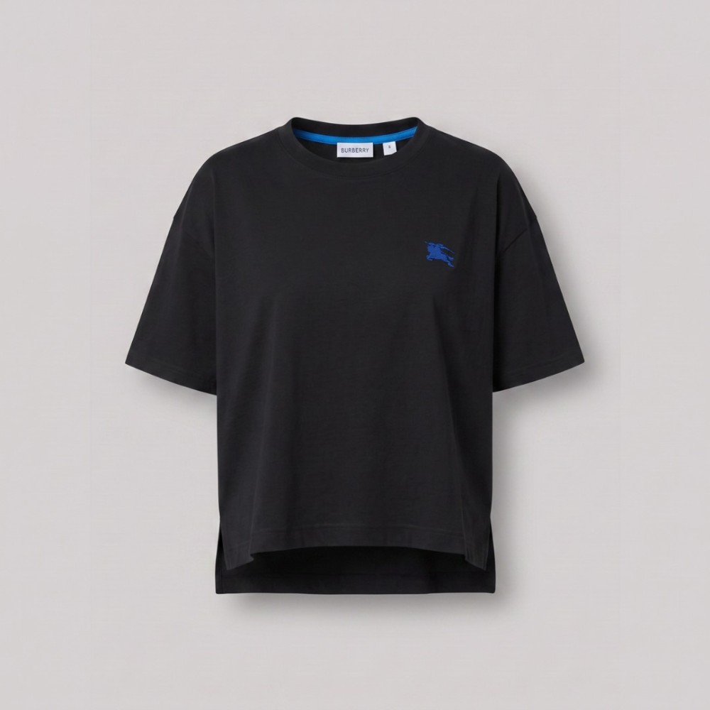 Cotton Embroidered Tee In Black