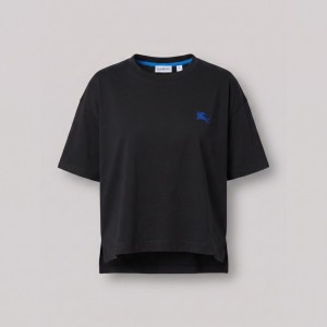 Cotton Embroidered Tee In Black